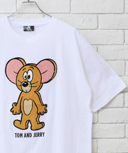 【TOM & JERRY/トムとジェリー】イラストアートワーク サガラ刺繍 Tシャツ
