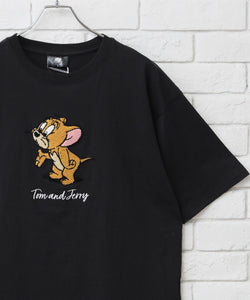 【TOM & JERRY/トムとジェリー】イラストアートワーク サガラ刺繍 Tシャツ